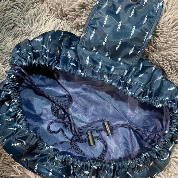 Navy Feather Scrunch Tie Cosmetic Bag - Picture 2 of 2